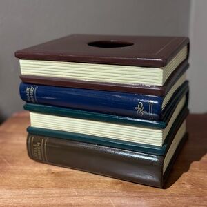 Vintage Stacked Book Tissue Box Cover